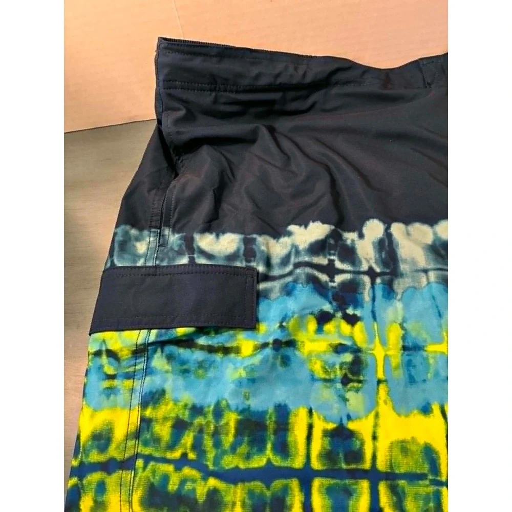 George Mens E-Board Swim Trunks 3XL 48-50 Blue Tie Dye Quick Dry UPF 50+ NWT